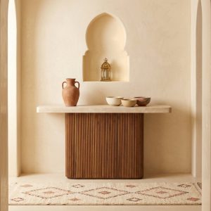 Console Sokkra en travertin naturel