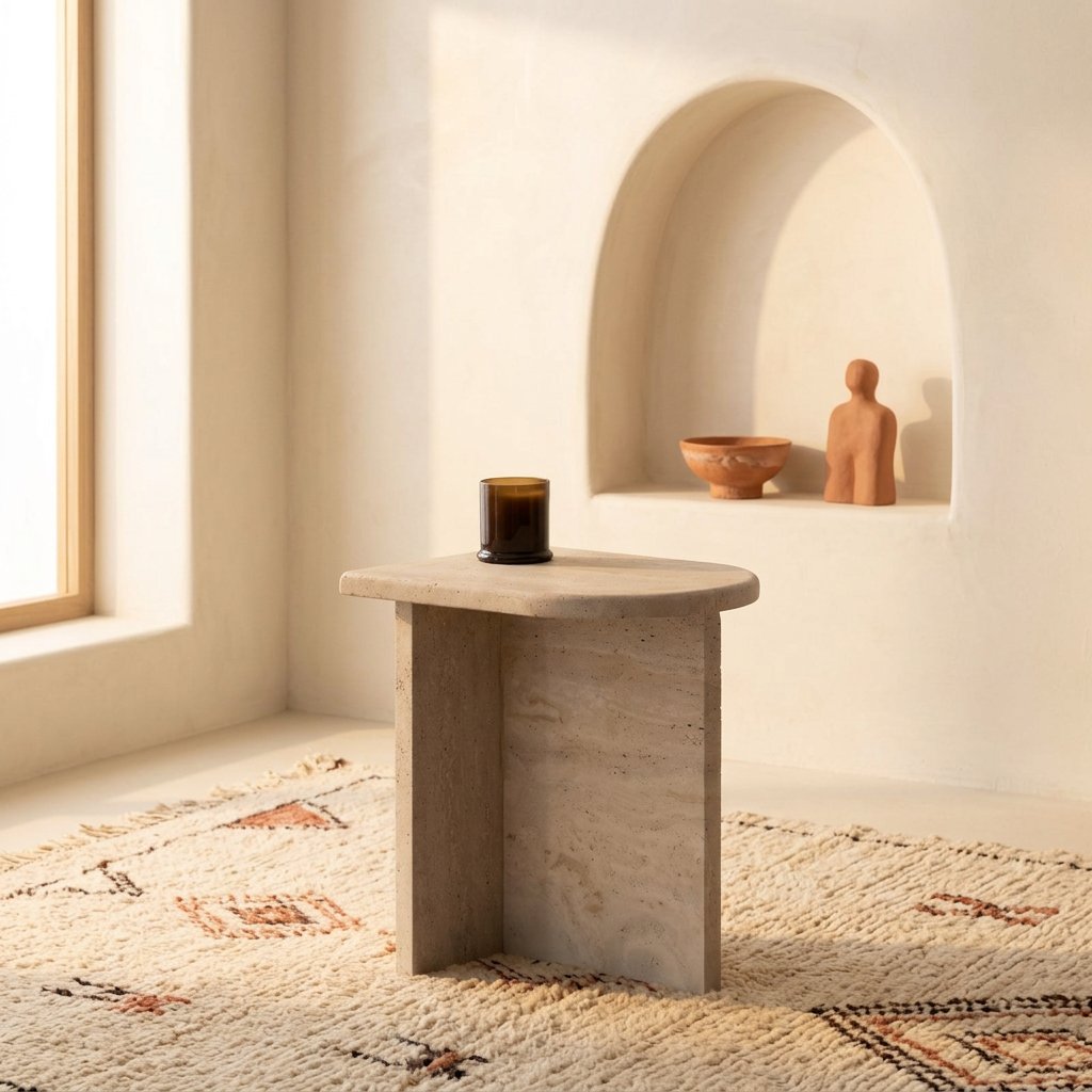 Table d'appoint Palmeraie en travertin naturel