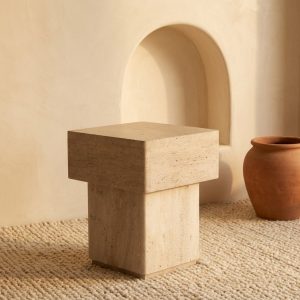 Table d'appoint Gueliz en travertin naturel
