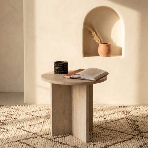 Table d'appoint Anfa en travertin naturel