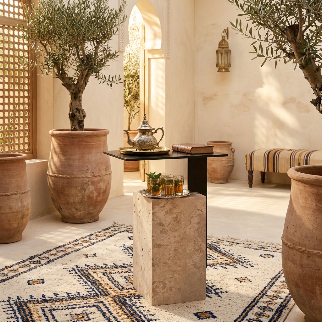 Table d'appoint Patios en travertin naturel – Image 2