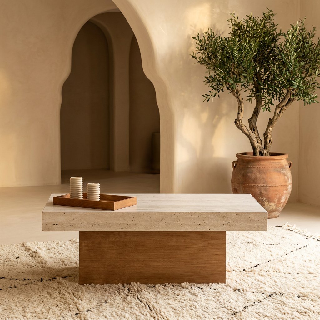 Table basse Maalem en travertin naturel