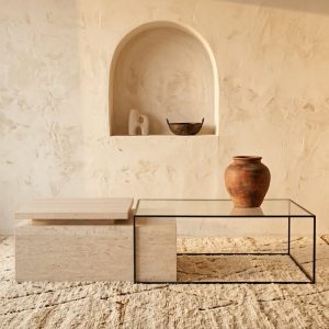 Table basse Menthe en travertin naturel