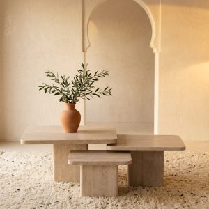 Table basse Ambre en travertin naturel