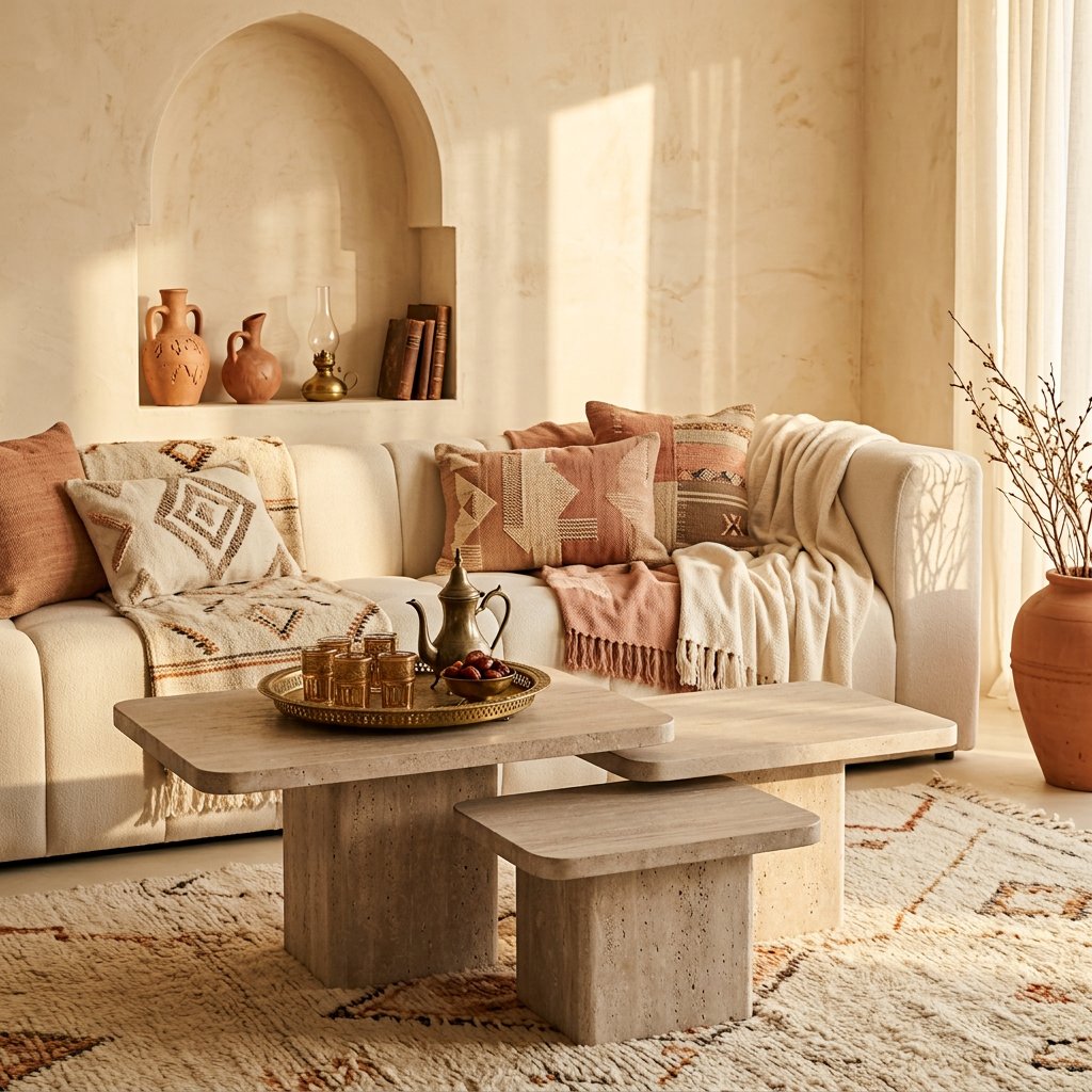 Table basse Ambre en travertin naturel – Image 2