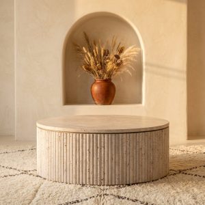 Table basse Lalla II en travertin naturel