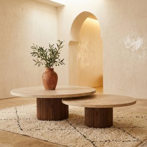 Table basse Limon II en travertin naturel