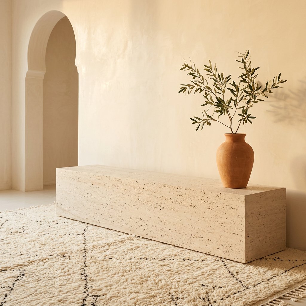 Table basse Maure II en travertin naturel