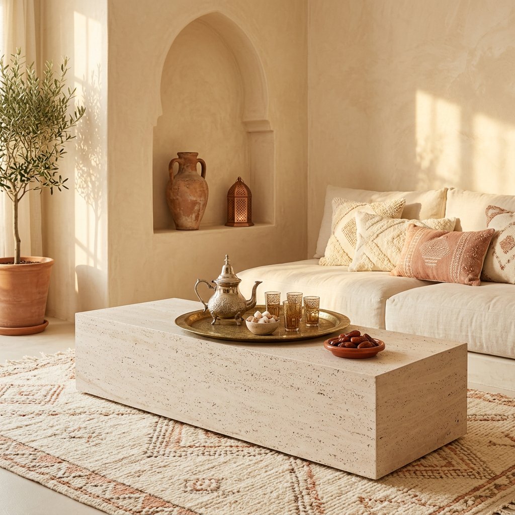 Table basse Maure II en travertin naturel – Image 2