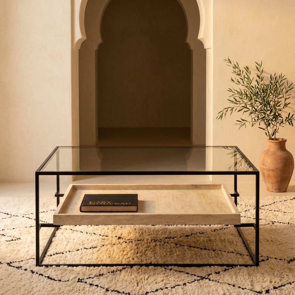 Table basse Atlas 28 en travertin naturel