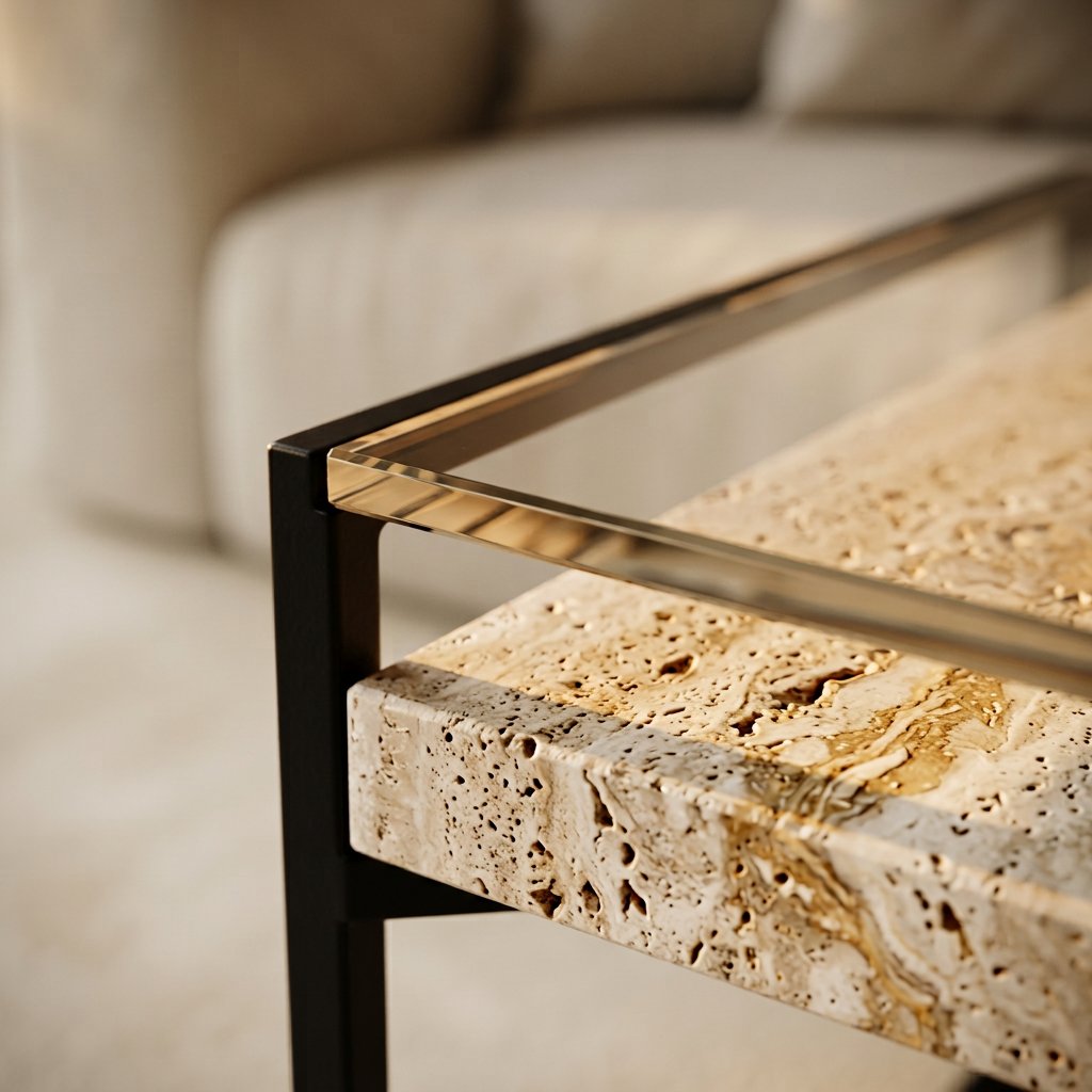 Table basse Atlas 29 en travertin naturel – Image 3