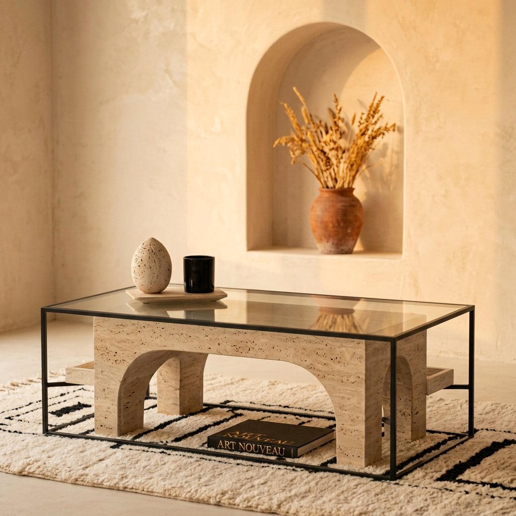 Table basse Atlas 29 en travertin naturel