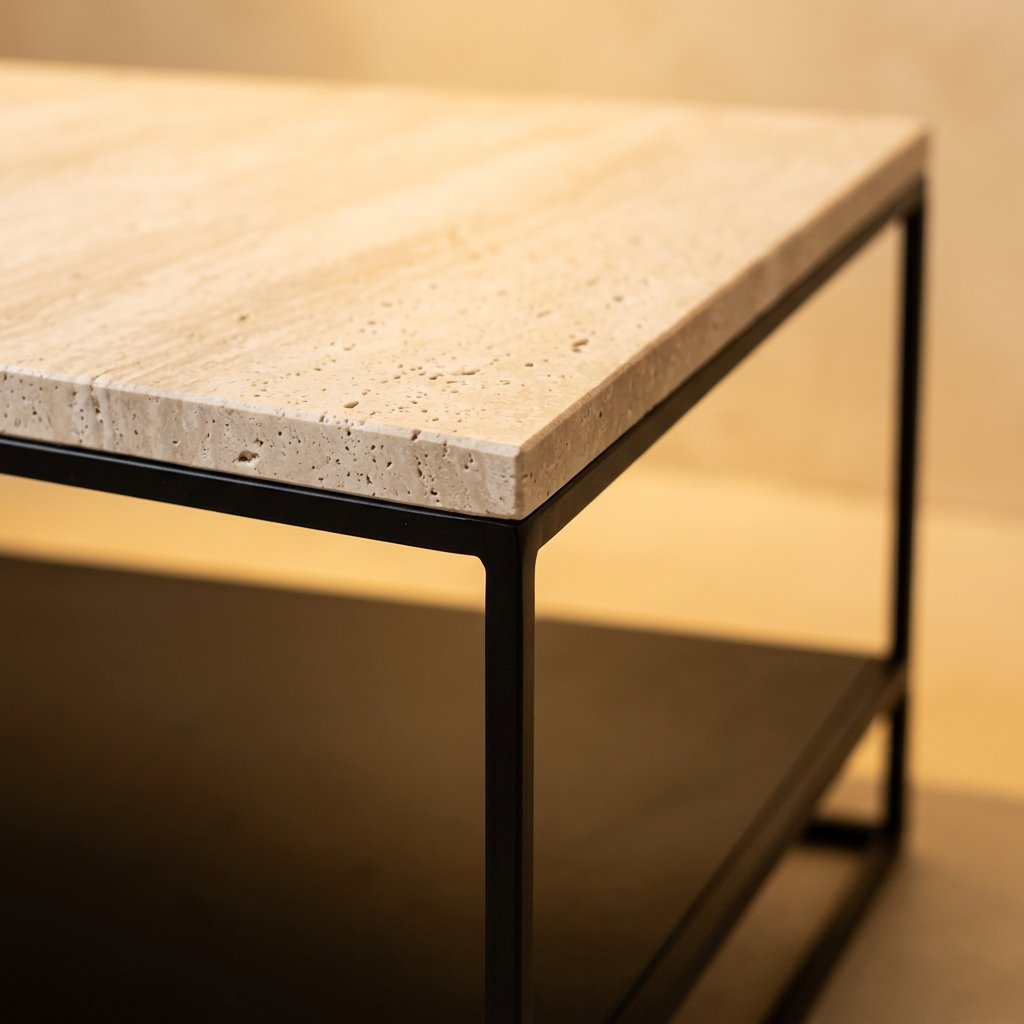 Table basse Atlas 96 en travertin naturel – Image 2