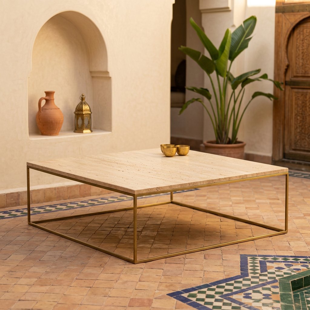 Table basse Atlas 111 en travertin naturel