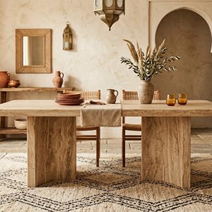 Table à manger Argan en travertin naturel